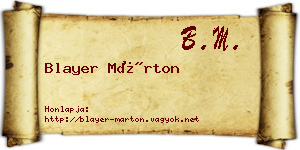 Blayer Márton névjegykártya